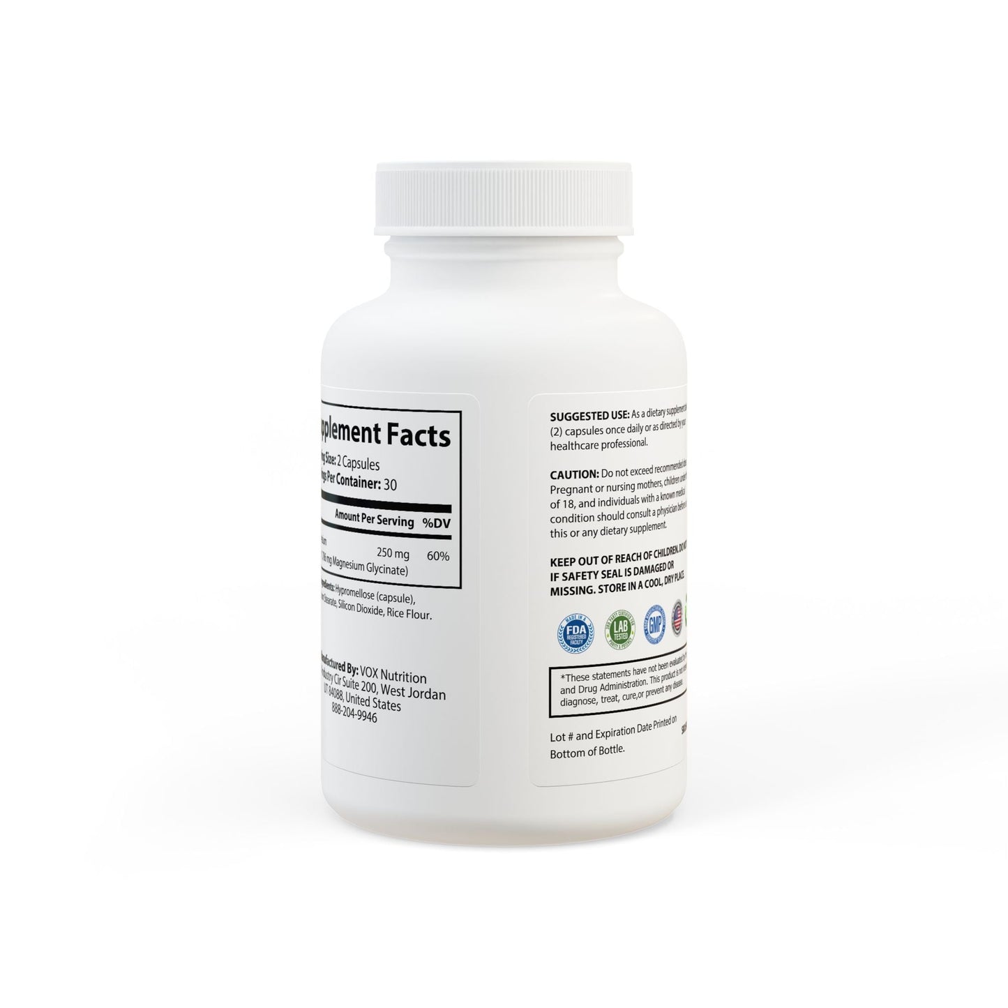 Magnesium Glycinate Supplement (60 Capsules) - Pureblissllc