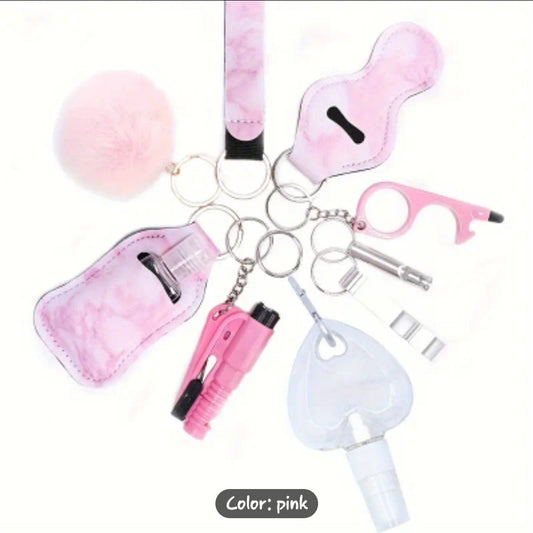 11pcs Women's Safety Set - Self & Personal Care Kit with Window Breaker, Spray Bottle, Lipgloss/Lipstick Holder, whistle pepper spray and more. - Pureblissllc