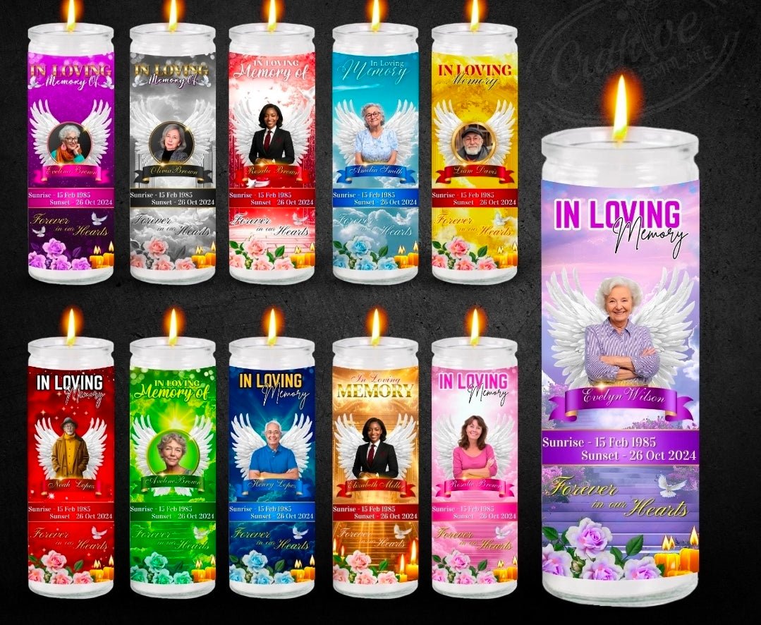 Glass memorial pillar candle - Pureblissllc