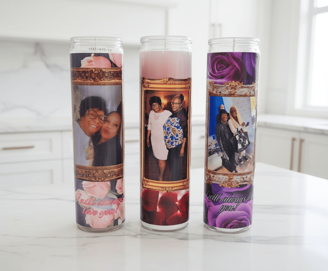 Glass memorial pillar candle - Pureblissllc