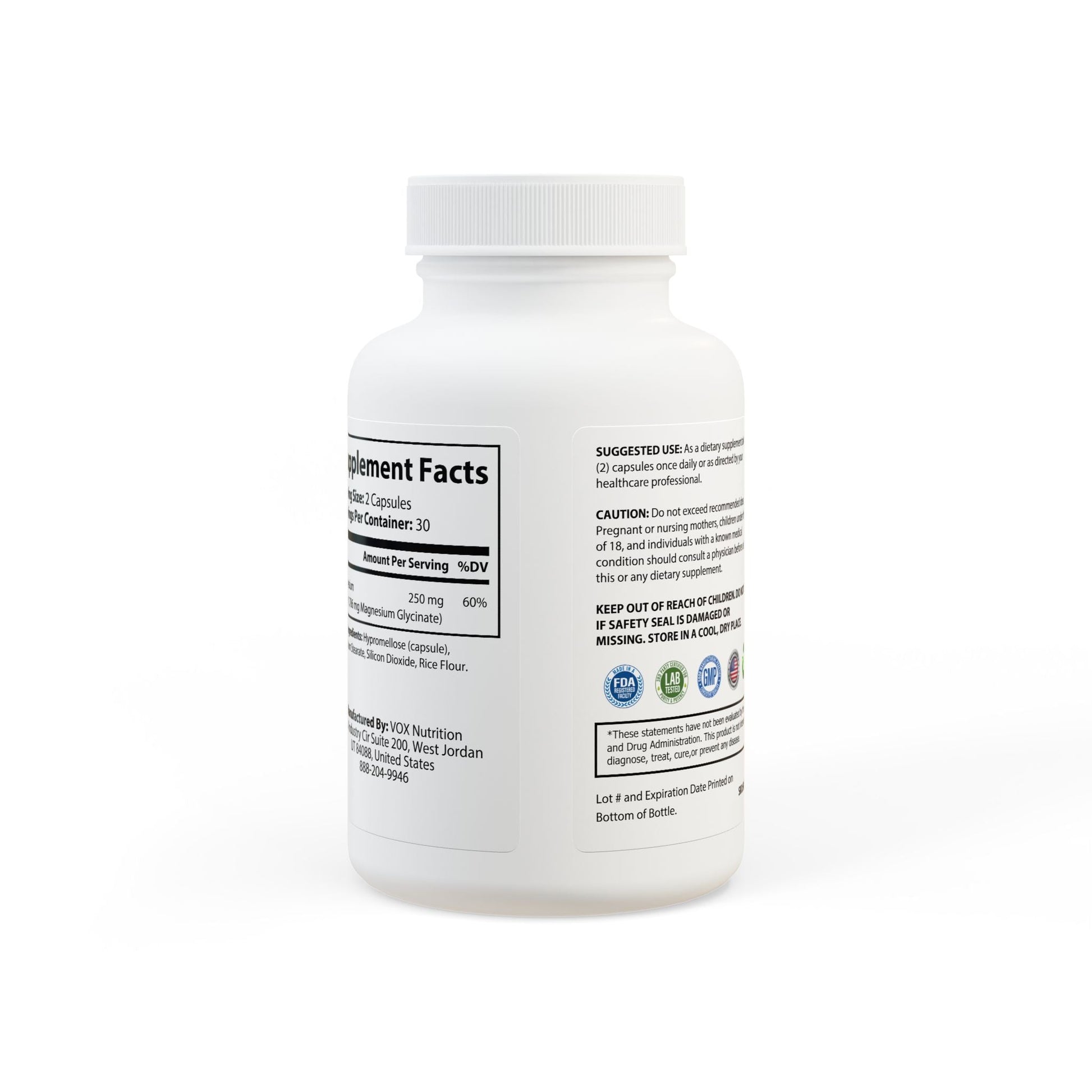 Magnesium Glycinate Supplement (60 Capsules) - Pureblissllc