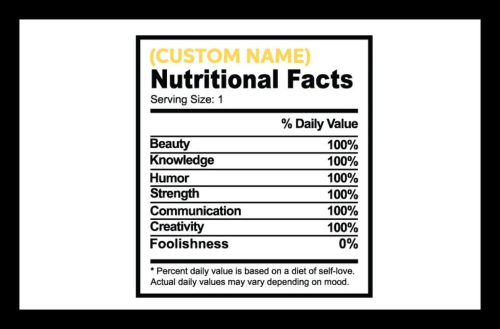 Nutritional facts tee - Pureblissllc