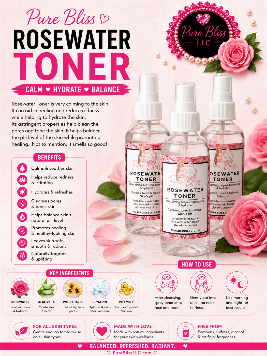 Rosewater Toner - Pureblissllc