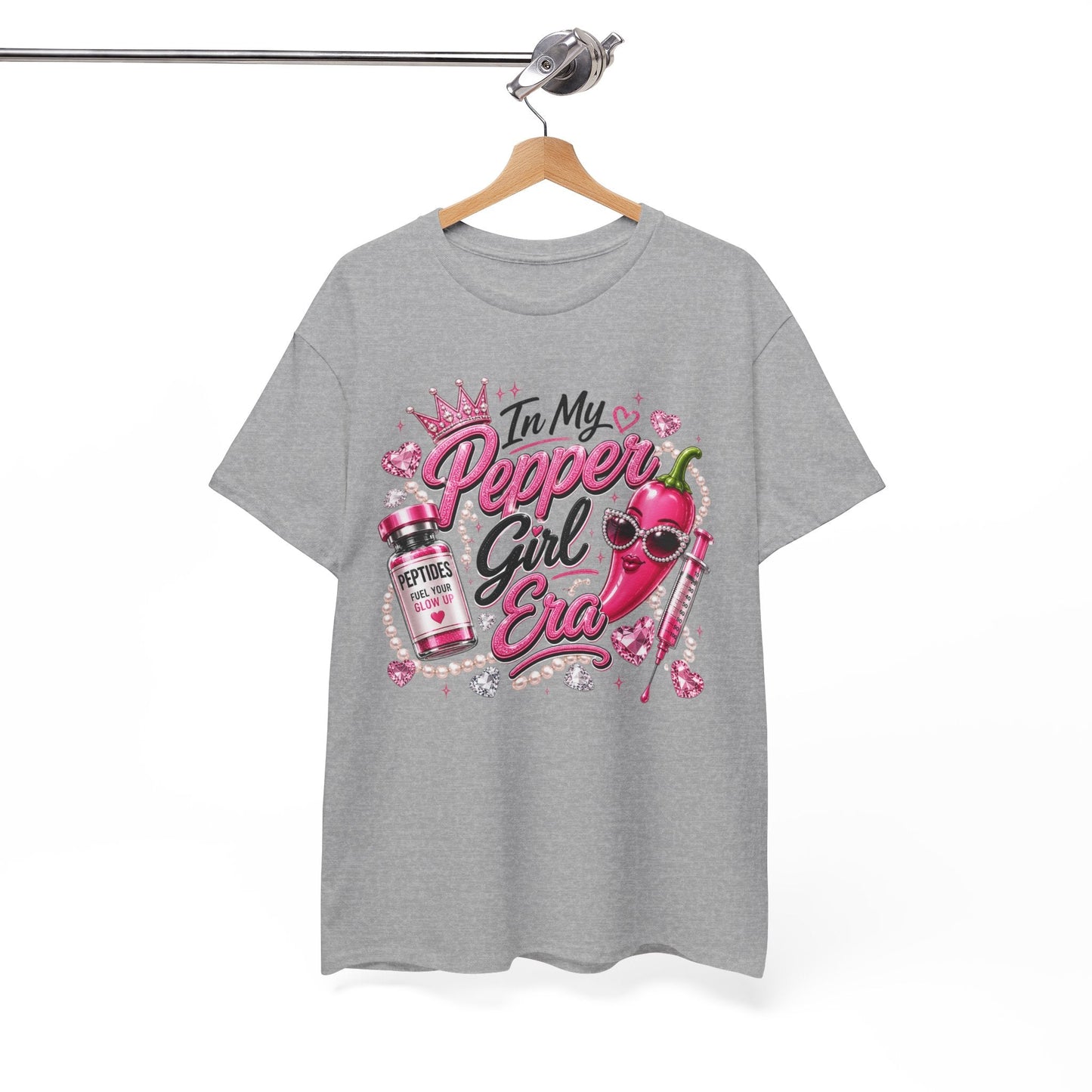 T-Shirt — "In My Pepper Girl Era" Pink Heart Graphic Tee - Pureblissllc