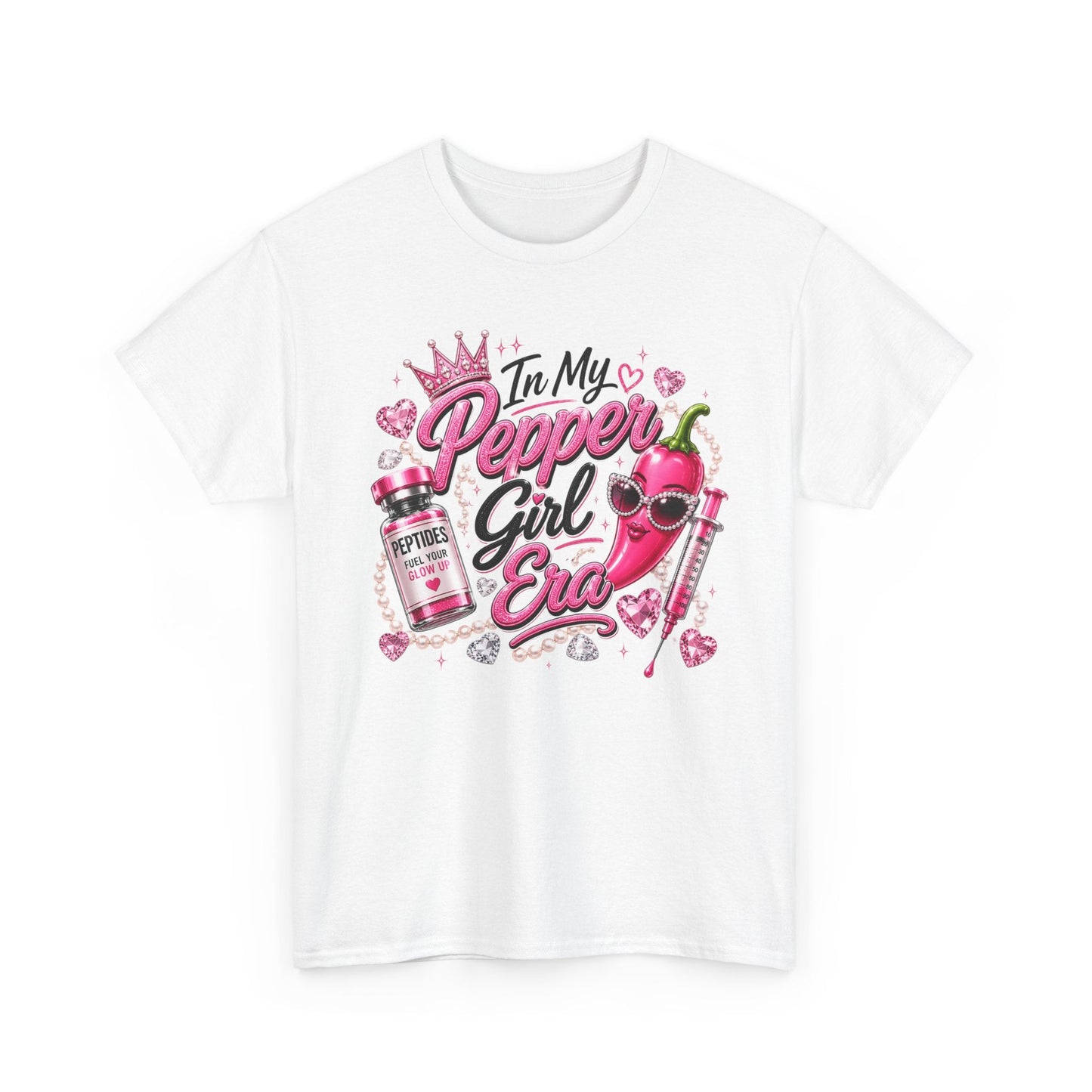 T-Shirt — "In My Pepper Girl Era" Pink Heart Graphic Tee - Pureblissllc