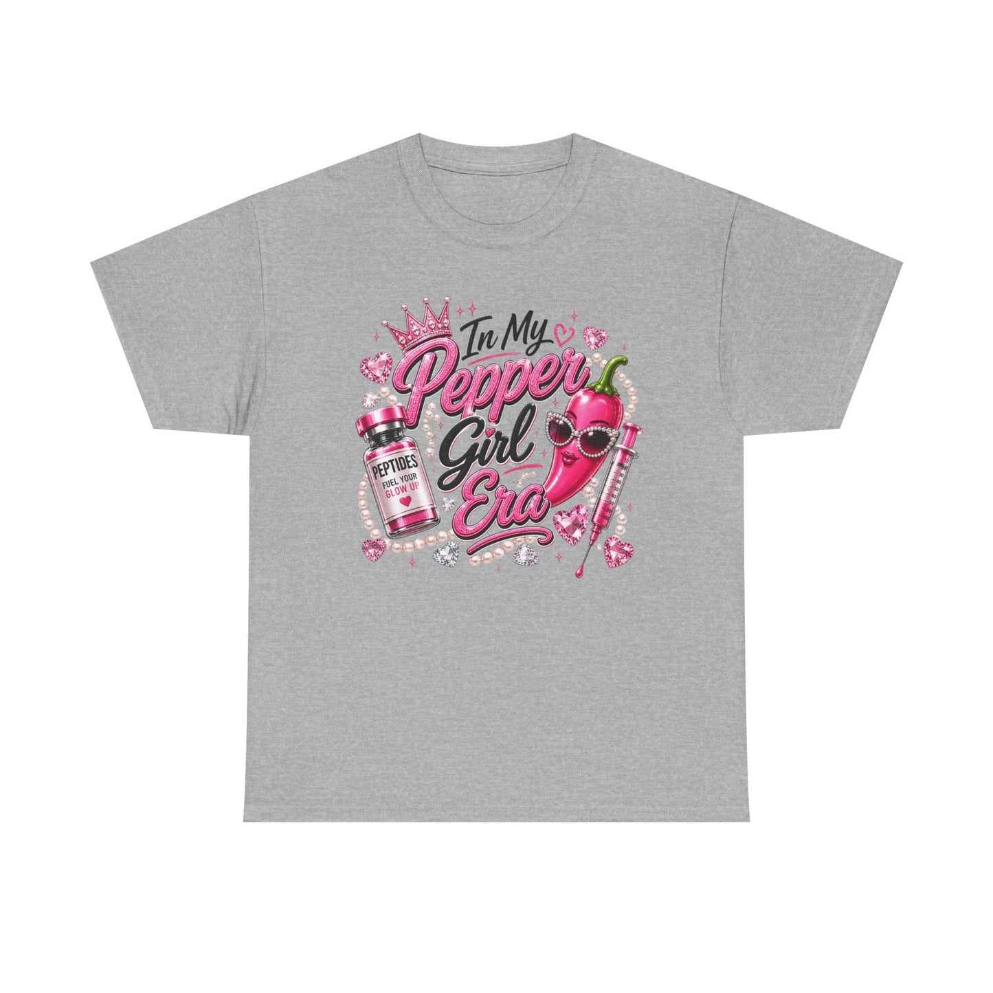 T-Shirt — "In My Pepper Girl Era" Pink Heart Graphic Tee - Pureblissllc