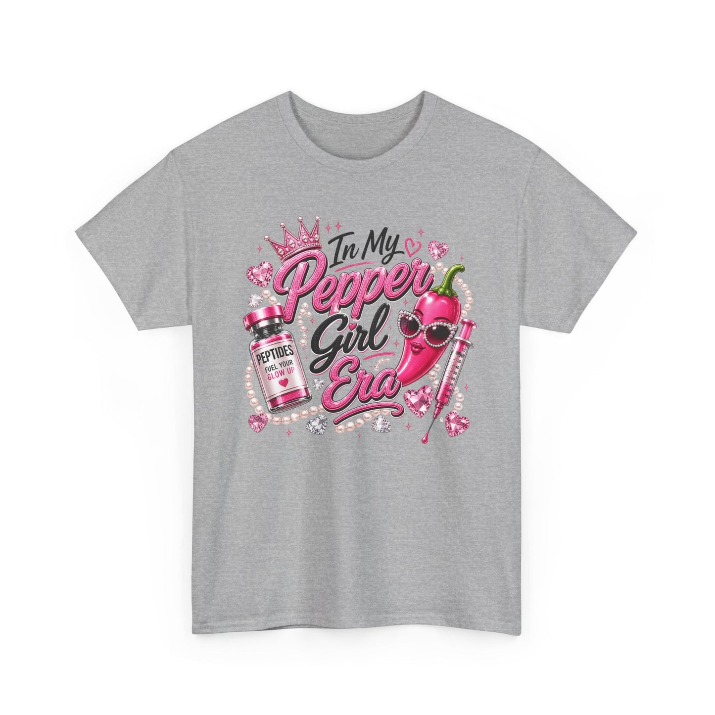 T-Shirt — "In My Pepper Girl Era" Pink Heart Graphic Tee - Pureblissllc