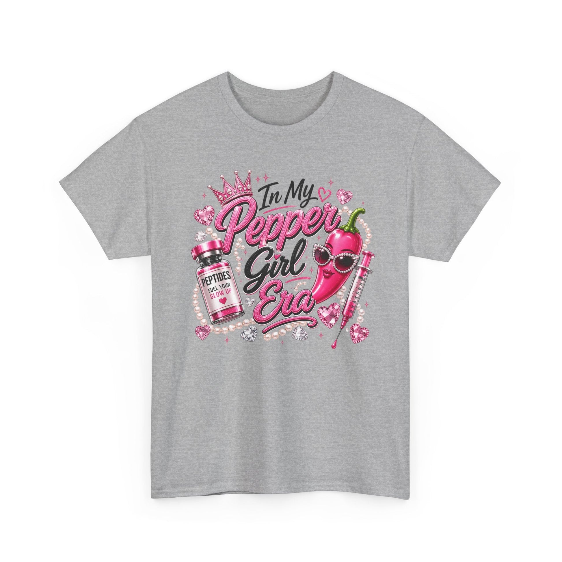 T-Shirt — "In My Pepper Girl Era" Pink Heart Graphic Tee - Pureblissllc