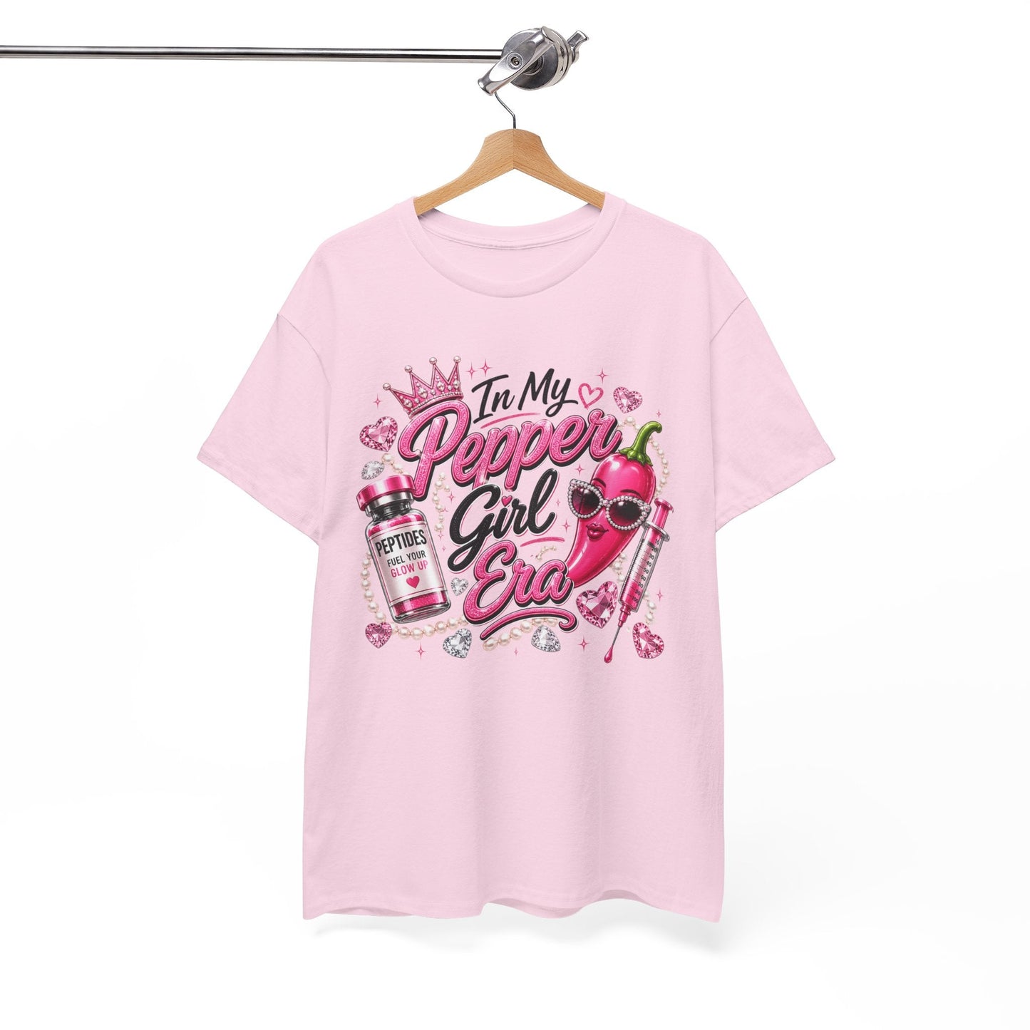T-Shirt — "In My Pepper Girl Era" Pink Heart Graphic Tee - Pureblissllc