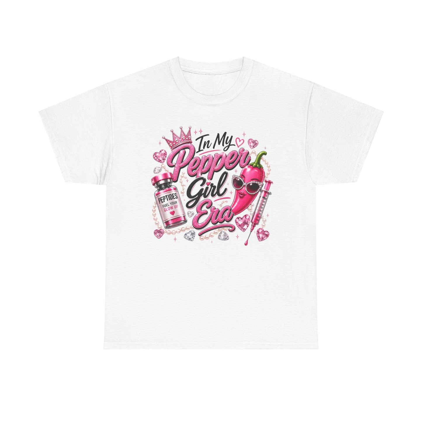T-Shirt — "In My Pepper Girl Era" Pink Heart Graphic Tee - Pureblissllc