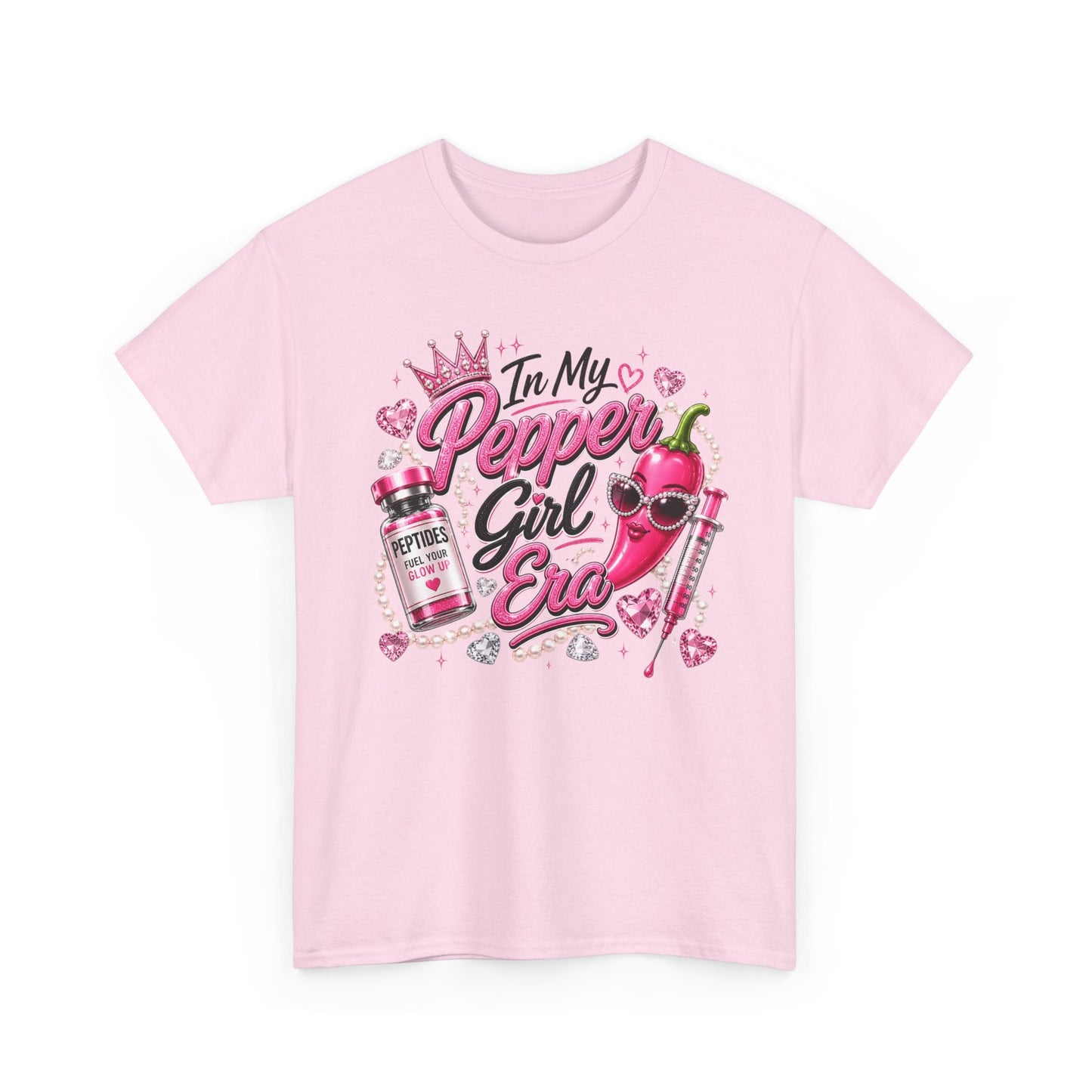 T-Shirt — "In My Pepper Girl Era" Pink Heart Graphic Tee - Pureblissllc