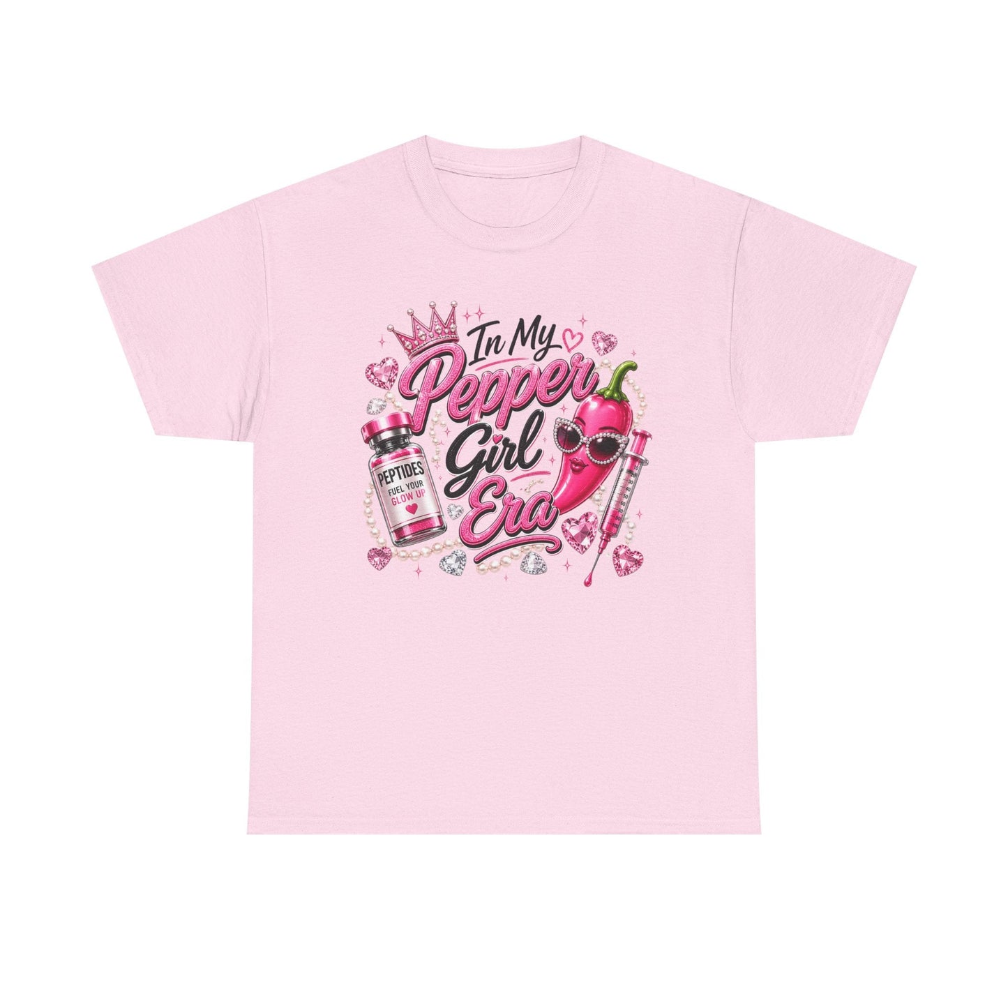 T-Shirt — "In My Pepper Girl Era" Pink Heart Graphic Tee - Pureblissllc