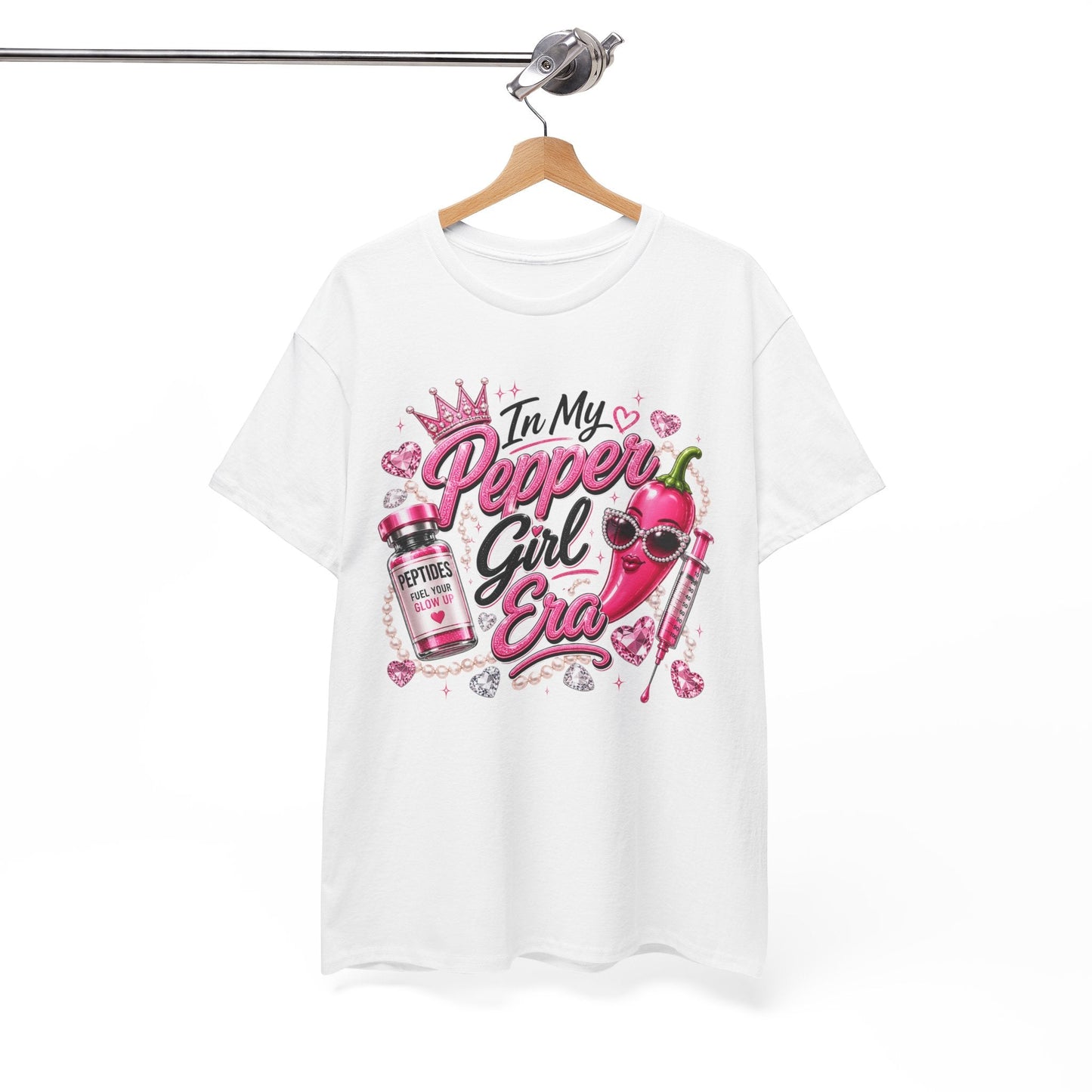 T-Shirt — "In My Pepper Girl Era" Pink Heart Graphic Tee - Pureblissllc