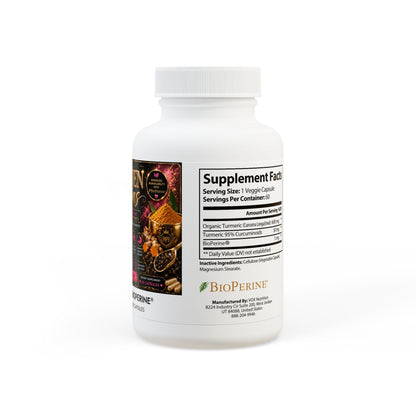 Turmeric with BioPerine® (Black Pepper Fruit Extract) Supplement (60 Capsules) - Pureblissllc