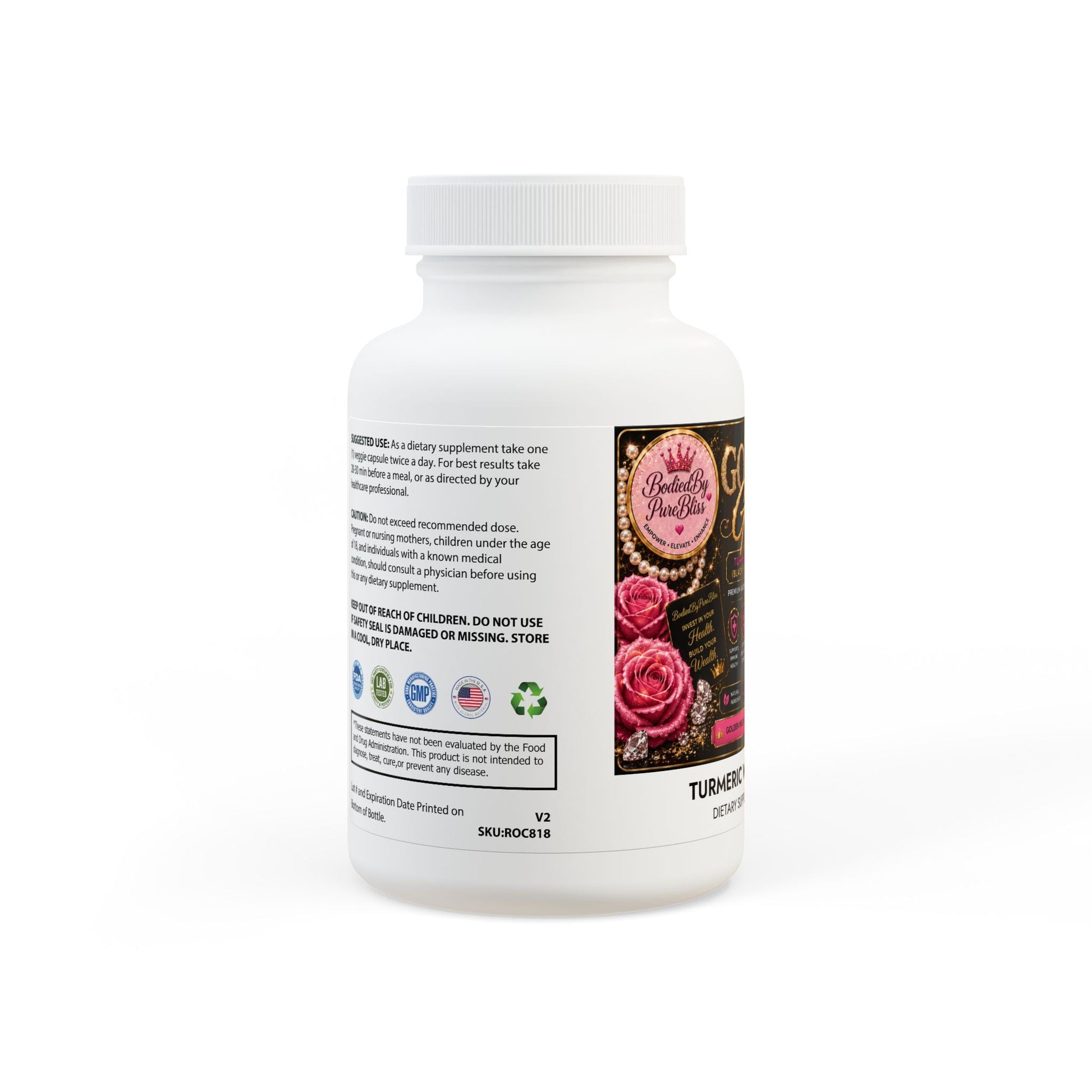 Turmeric with BioPerine® (Black Pepper Fruit Extract) Supplement (60 Capsules) - Pureblissllc