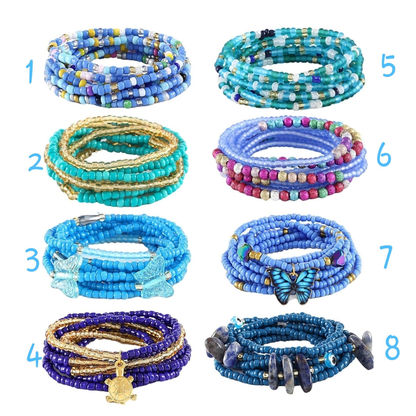 Waist Beads (tie on) - blues - Pureblissllc